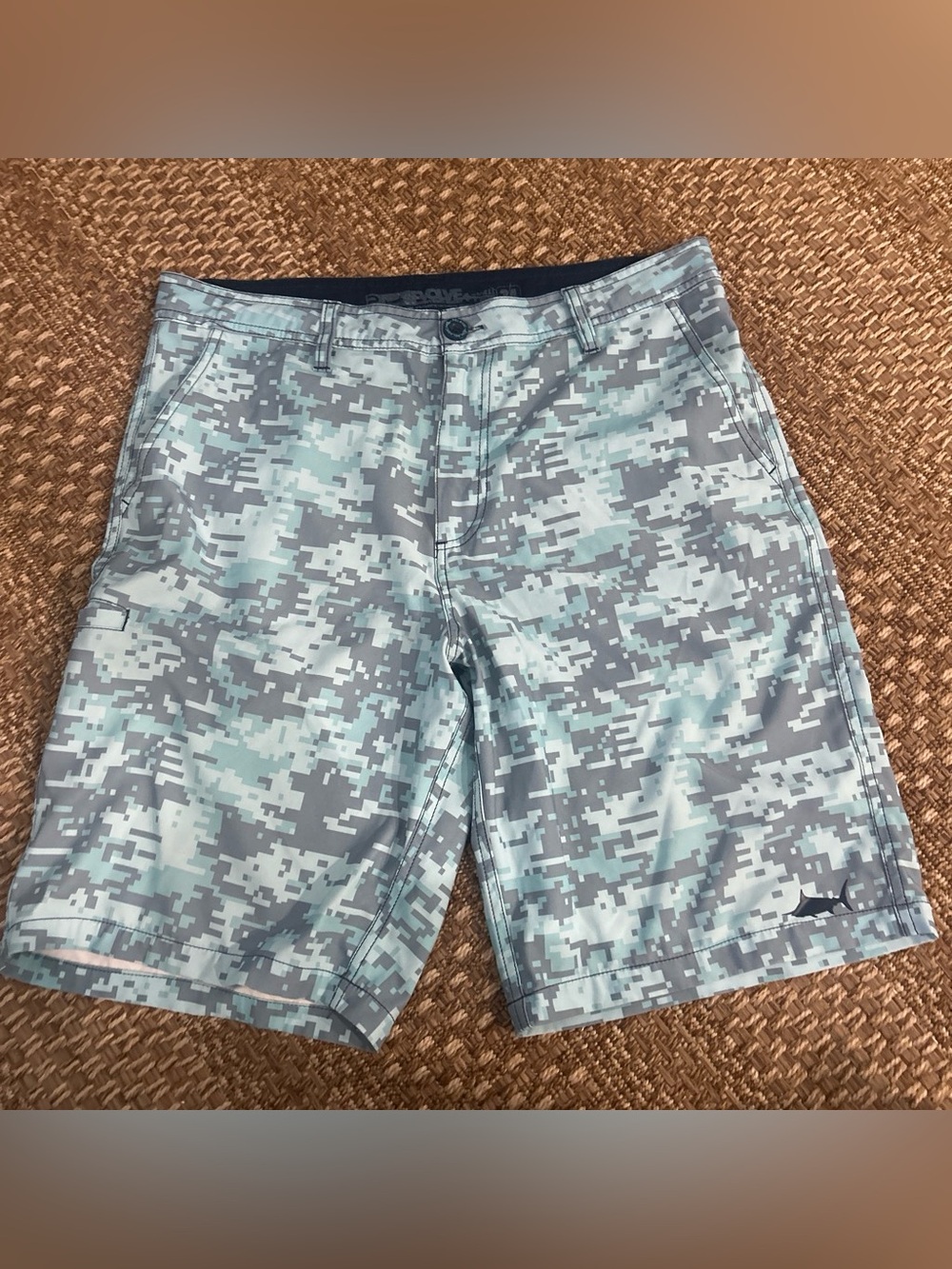 Pelagic Men's Digital Camo Board Shorts - Gray & Light Blue
